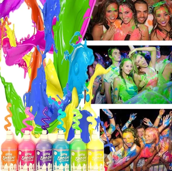 10 Pinturas Fluo Splash Colores Cotillon Recibimiento Upd - Imagen 2