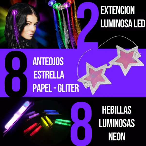 Combo Cotillon Luminoso 100 Personas Premium 360 Art - Imagen 7