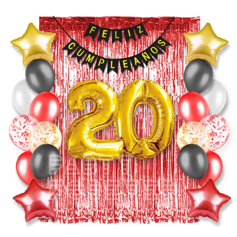 combo globos negro rojo y blanco