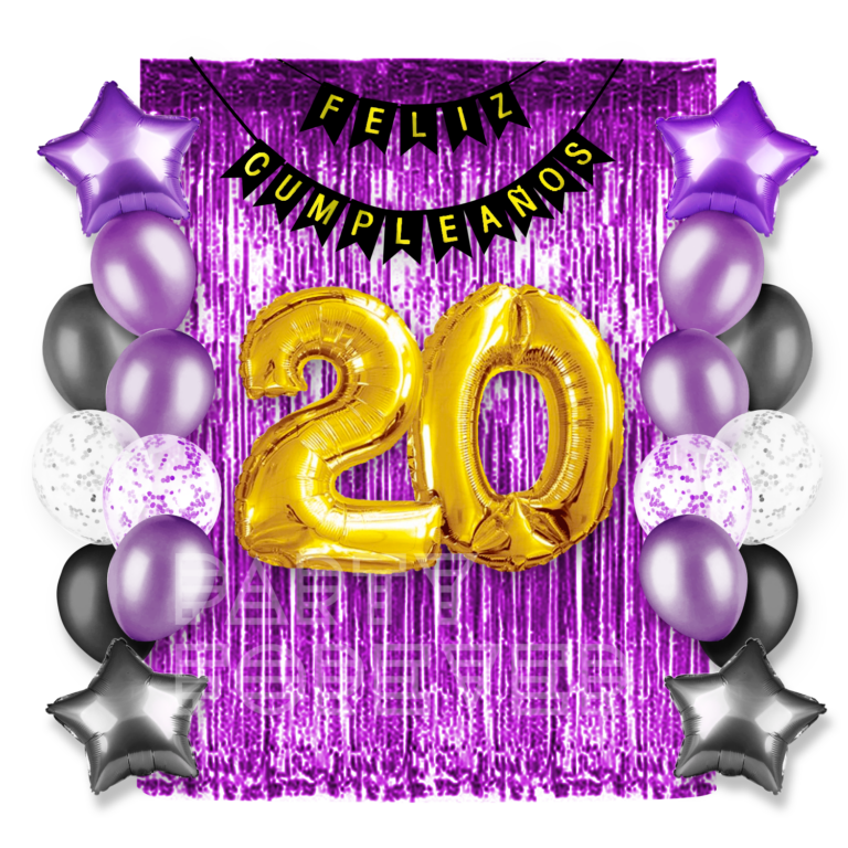 combo globos violeta y negro