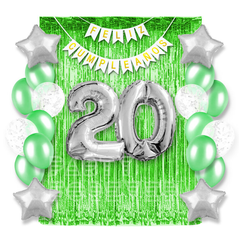 combo globos verde y plata