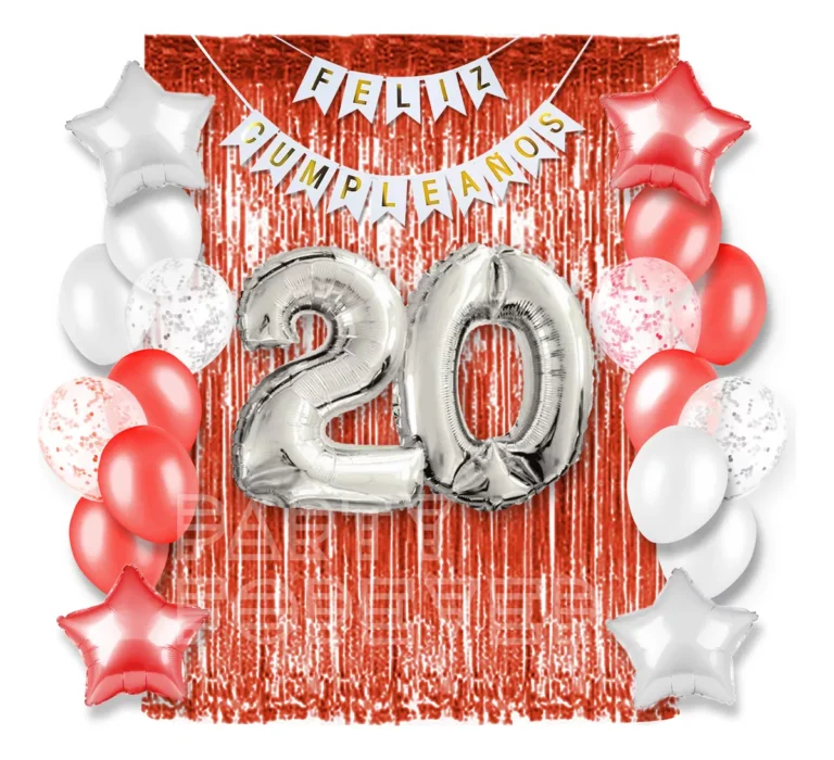 combo globos rojo y blanco river