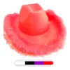 Sombrero-cowboy-liso-borde-plumas-rojo