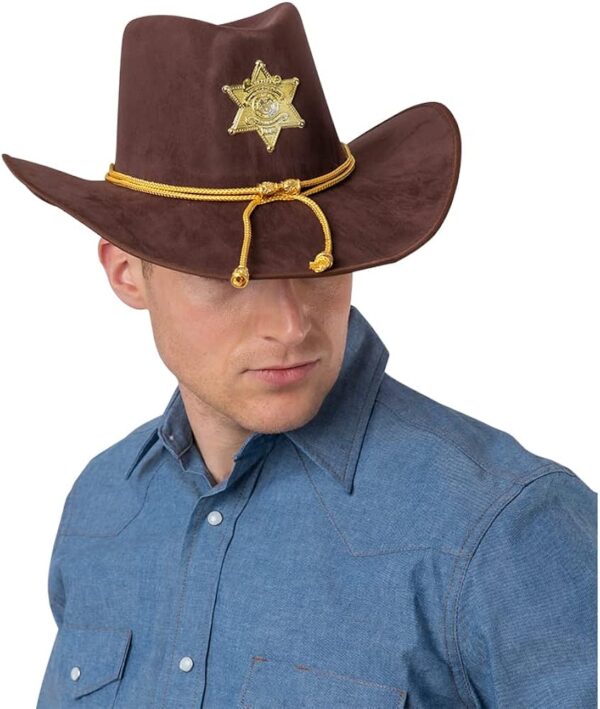 Sombrero Sheriff Cowboy Texas Con Estrella Dorada - Imagen 3
