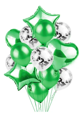 set-15-globos-verde-plata