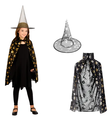 Disfraz Halloween Bruja Sombrero Y Capa - Imagen 4
